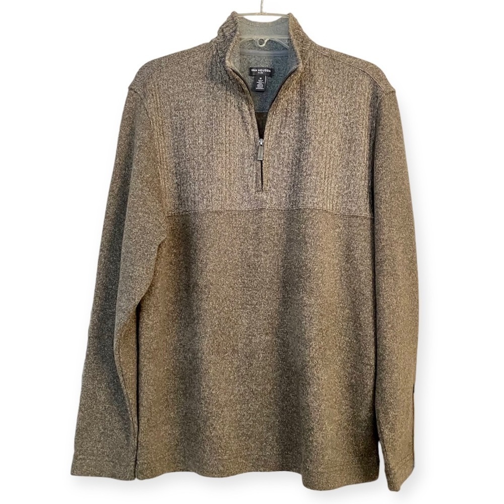 Tan Quarter Zip Sweater Size Medium Mock Neck